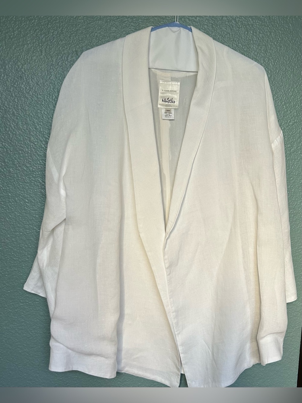 Whistles linen lightweight open-front kimono-style jacket 100% silk lining